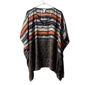 Chicos Striped Patterned Oversized Kimono Blouse Small Medium